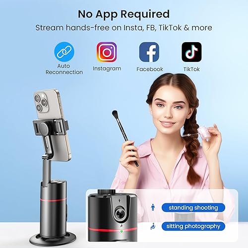 MAPLEPARTY Auto Face Tracking Phone Holder, 360°Rotation Auto
