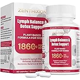 Lymphatic Drainage Supplements, 1860mg Lymph System Support Supplement for Women with Dandelion, Burdock, Echinacea, Rutin, Turmeric, Cleavers, Bromelain & More, 60 Capsules