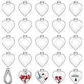 Sratte 24 Pcs Valentine's Day Heart Ornament for Crafts DIY Fillable Plastic Ornament Balls 100 mm Heart Shaped Valentines Decorations Hanging with Rope for Special Night Decor Wedding