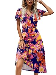 Zeagoo Summer Dress for Women Flutter Short Sleeve
