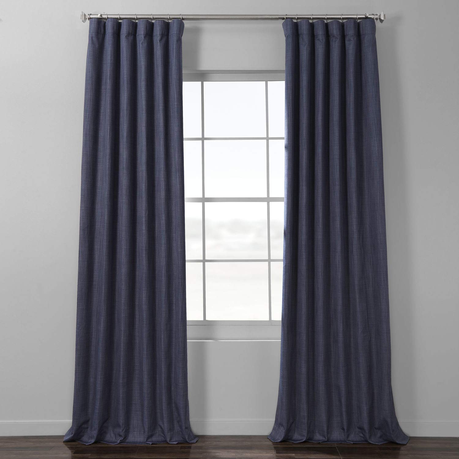 HPD Half Price Drapes Italian Faux Linen Blackout Curtains for Living Room & Bedroom 50 X 120 Solid Thermal Insulated Window Treatment Curtain (1 Panel), FLCH-BO19025-120, Pacific Blue