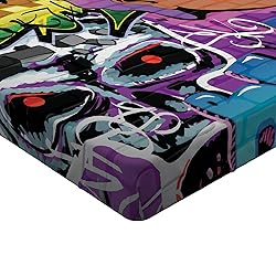 Ambesonne Urban Graffiti Fitted Sheet, Hip Hop
