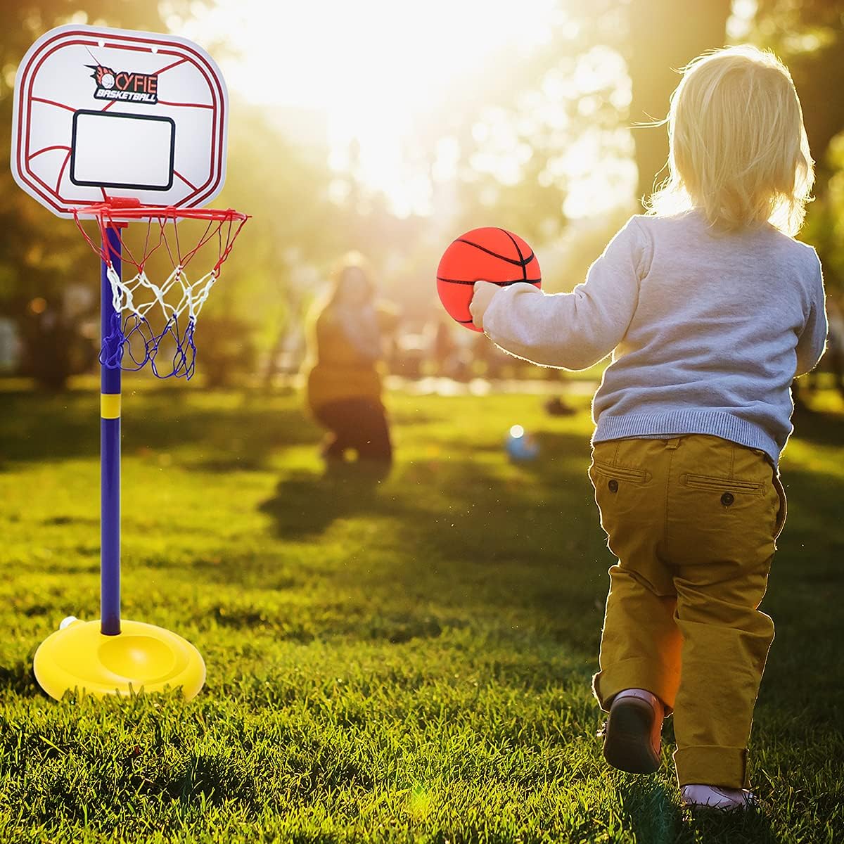 Basketball Hoop Set for Toddlers, Adjustable Height Basketball Hoop, 2.26ft - 4.46ft Mini Basketball Goal Toy with Ball and Pump, Basketball Sports Game Gift for 1-3 Years Old Baby Kids Indoor Outdoor: Sports & Outdoors