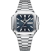 Poedagar Luxury Square Fashion Man Wristwatch Waterproof Luminous Date Week Quartz Men's Watches Stainless Steel Business Classic Men Watch