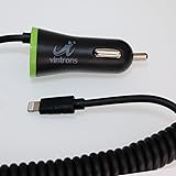 VINTRONS Car Charger, with Fixed Spring Line Cable For iPhone 6, 6S, iPhone 5, 5S, iPhone 4, 4S, iPad, with 1 USB Port,