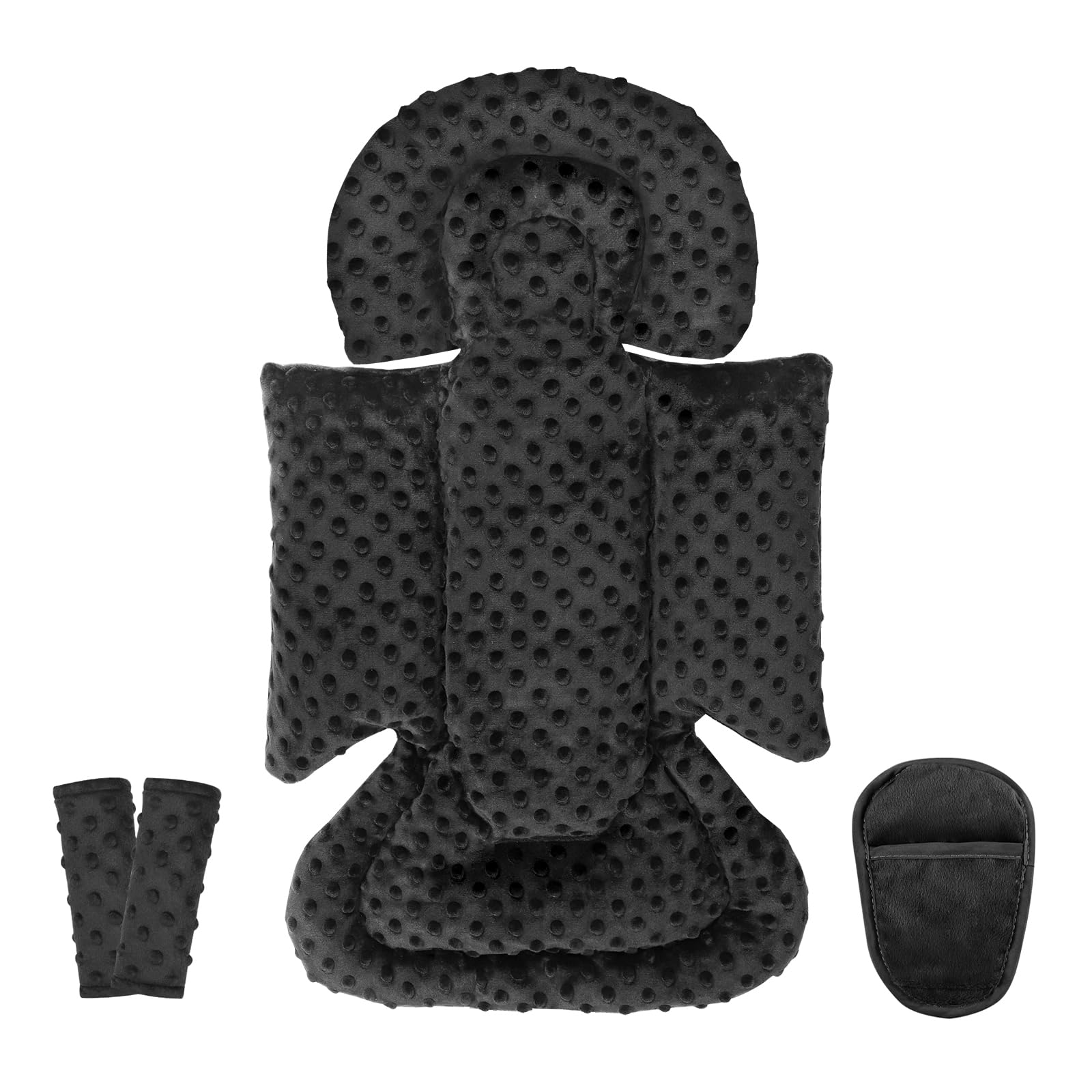 Photo 1 of Infant Car Seat Insert Boy Girl, 3 in 1 Newborn Carseat Insert with Strap Pads, Car Seat Head Support for Baby Strollers, Swings, and Bouncers, Comfortable and Machine Washable, Black