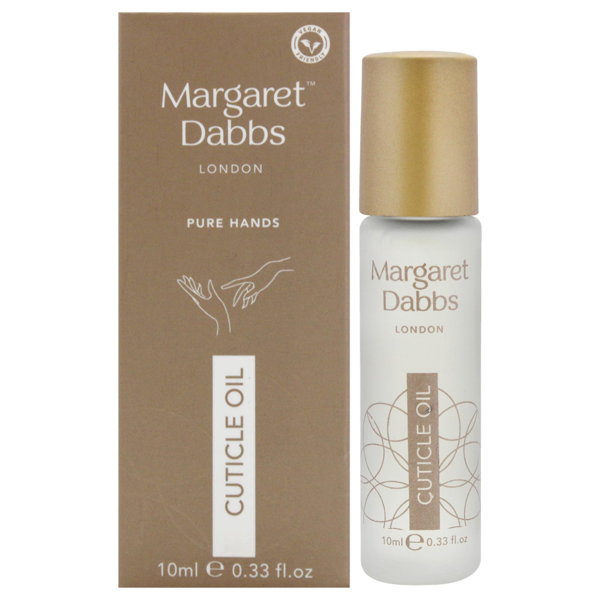 Margaret Dabbs Pure Cuticle Oil Fast Absorbing Rollerball Oil to Restore Healthy Cuticles with Jojoba Oil and Borage Seed Oil 10ml