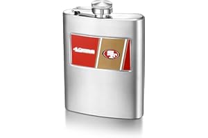 MATCH-UP PROMOTIONS NFL San Francisco 49ers 8-Ounce Matte Finished Stainless Steel Hip Flask with Rectangular Team Emblem and Funnel