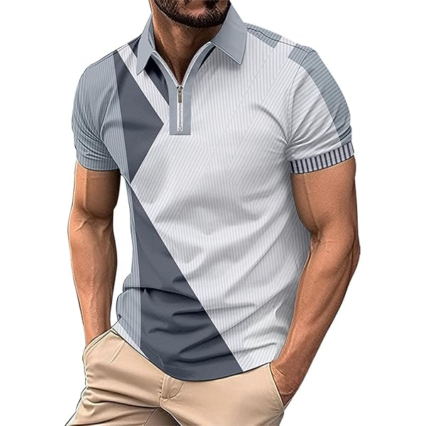 Big and Tall T Shirts for Men Short Sleeve Quarter Zipper Polo