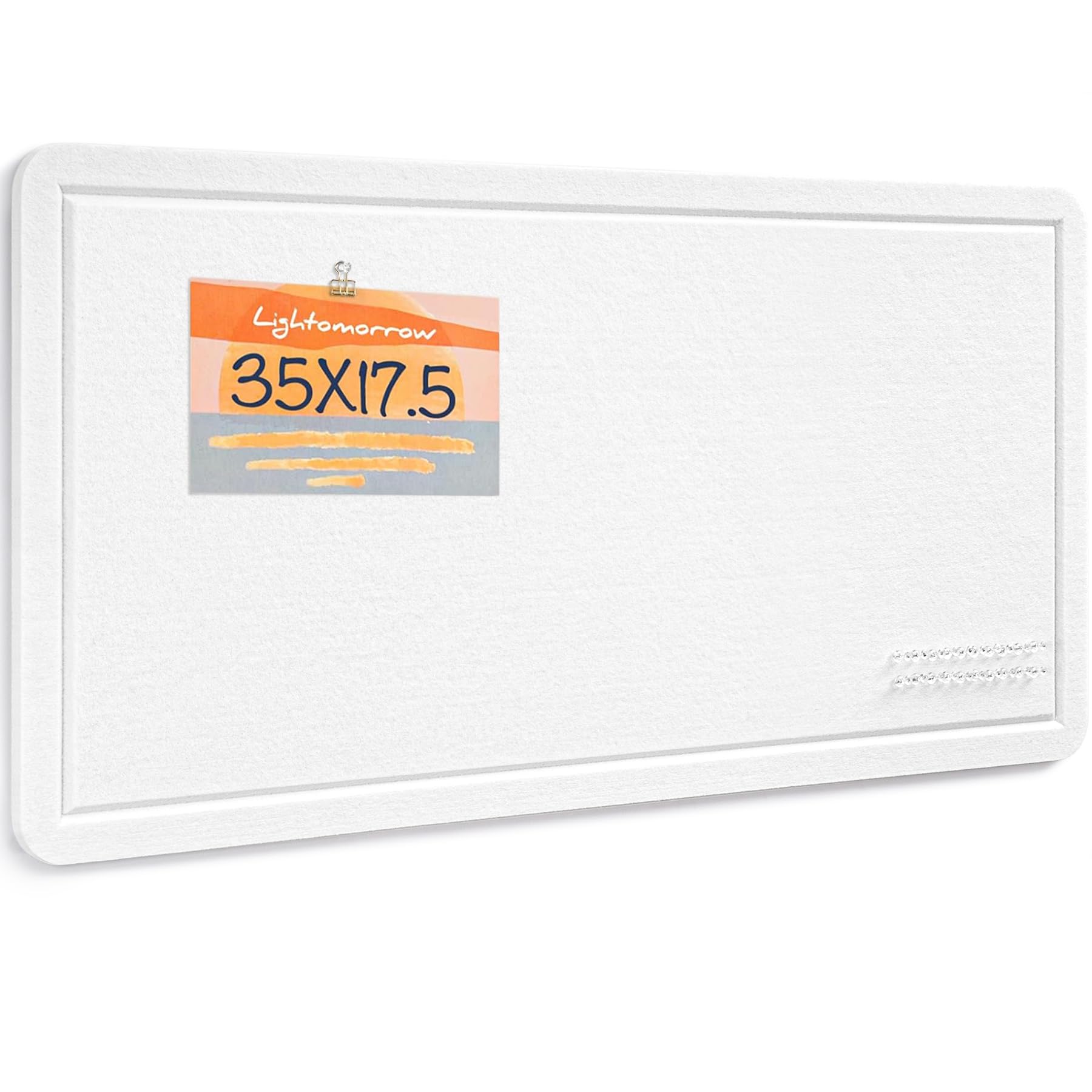 Photo 1 of Bulletin Board, 35 x 17 1/2 inches Felt Board - Decorative Pin Board, Cork Board Alternative for Wall, Foldable Picture Board Self-Adhesive Vision Board Prayer Board with 20 Pushpins - White
