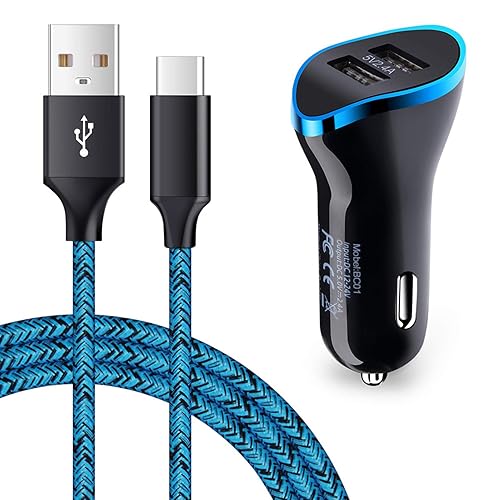 ANDHOT Dual Port USB Car Charger Adapter USB Type C Cable 6Ft