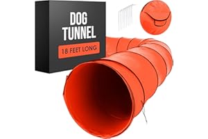 Houseables Dog Agility Tunnel, Dog Tunnel, Agility Equipment, Puppy Obstacle Course, Crawling, Pet Playground, Small, Medium, Large, Indoor/Outdoor, Play, Pop Up Set, Exercise Tube, Toy, Red, 18 Feet
