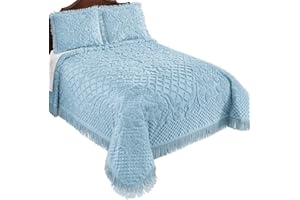 Collections Etc Soft & Luxurious Diamond Pattern Bella Chenille Bedspread - Bedroom Home Decor - Machine Wash, Polyester - Choose Twin, Full, Queen, King