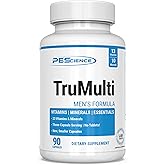 PEScience TruMulti Multivitamin for Men, Daily Formula with Premium Vitamin C, D, Zinc, Chromium Picolinate Supplement for Immune Support, Chelated Minerals, 90 Easy to Swallow Capsules