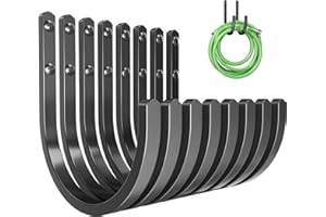 songsoso Garden Hose Holder Wall Mount - Heavy-Duty Aluminum Hose Hanger for Outside, Durable Wall-Mounted Hose Holder for Garden & Outdoor Use（8 Hooks）