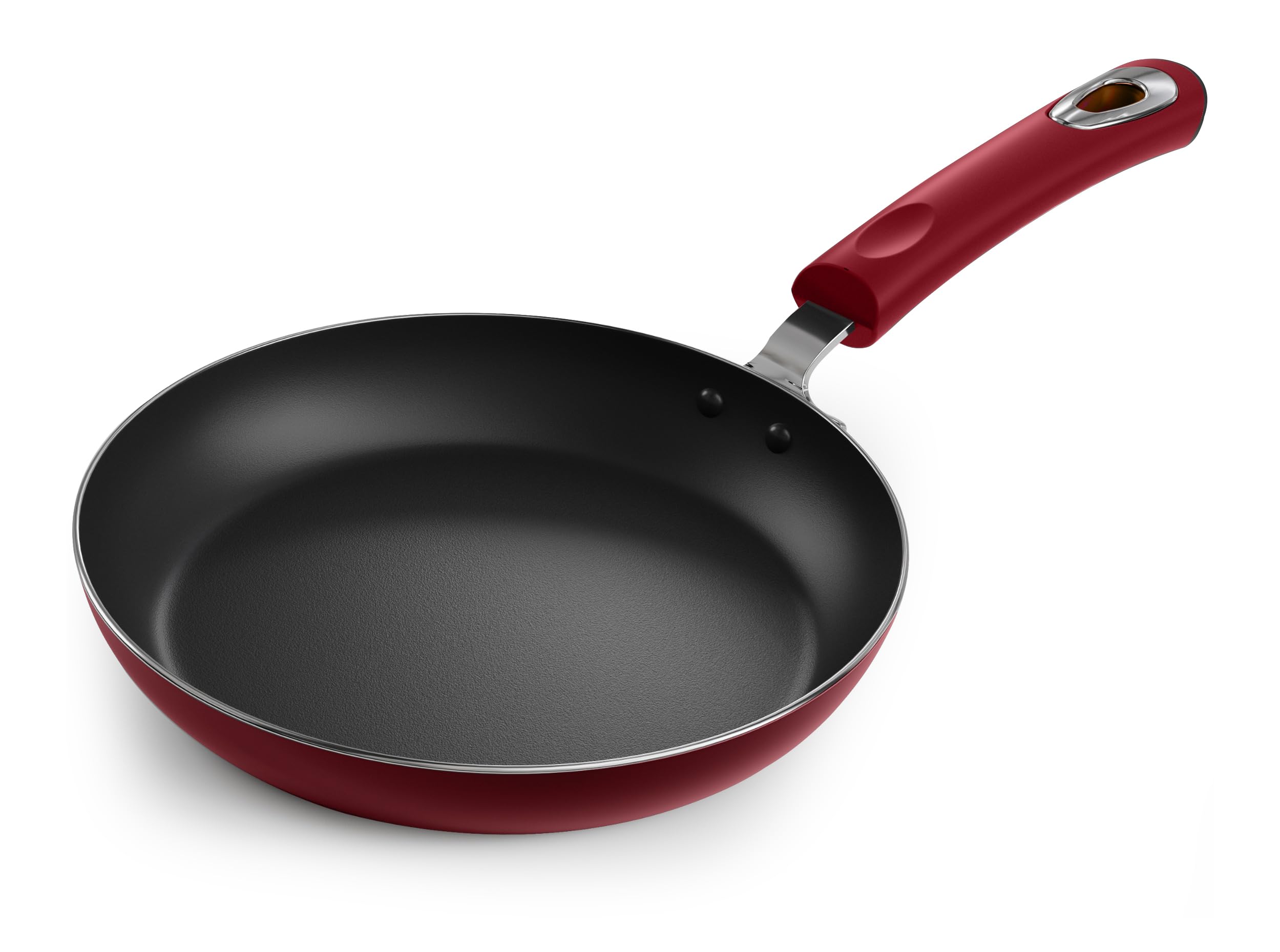 KICHLY Medium Nonstick Induction Frying pan - Multipurpose All cooktop Pan for Home Kitchen or Restaurant, Scratch Resistant, Bakelite Handles (24cm, 9.5 inch, Red, 1 Piece)