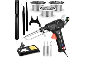 VEEVIIY Soldering Gun Kit, Upgrade 120W Adjustable Temp Multi-Function Soldering Iron Set, Soldering Iron Kit for Electronics Welding Repair (11-Piece Set) (Black)