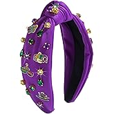 Danumei Mardi Gras Headband for Women Carnival Costumes Headbands Fat Tuesday New Orleans Masquerade Party Accessories (Purple 3)