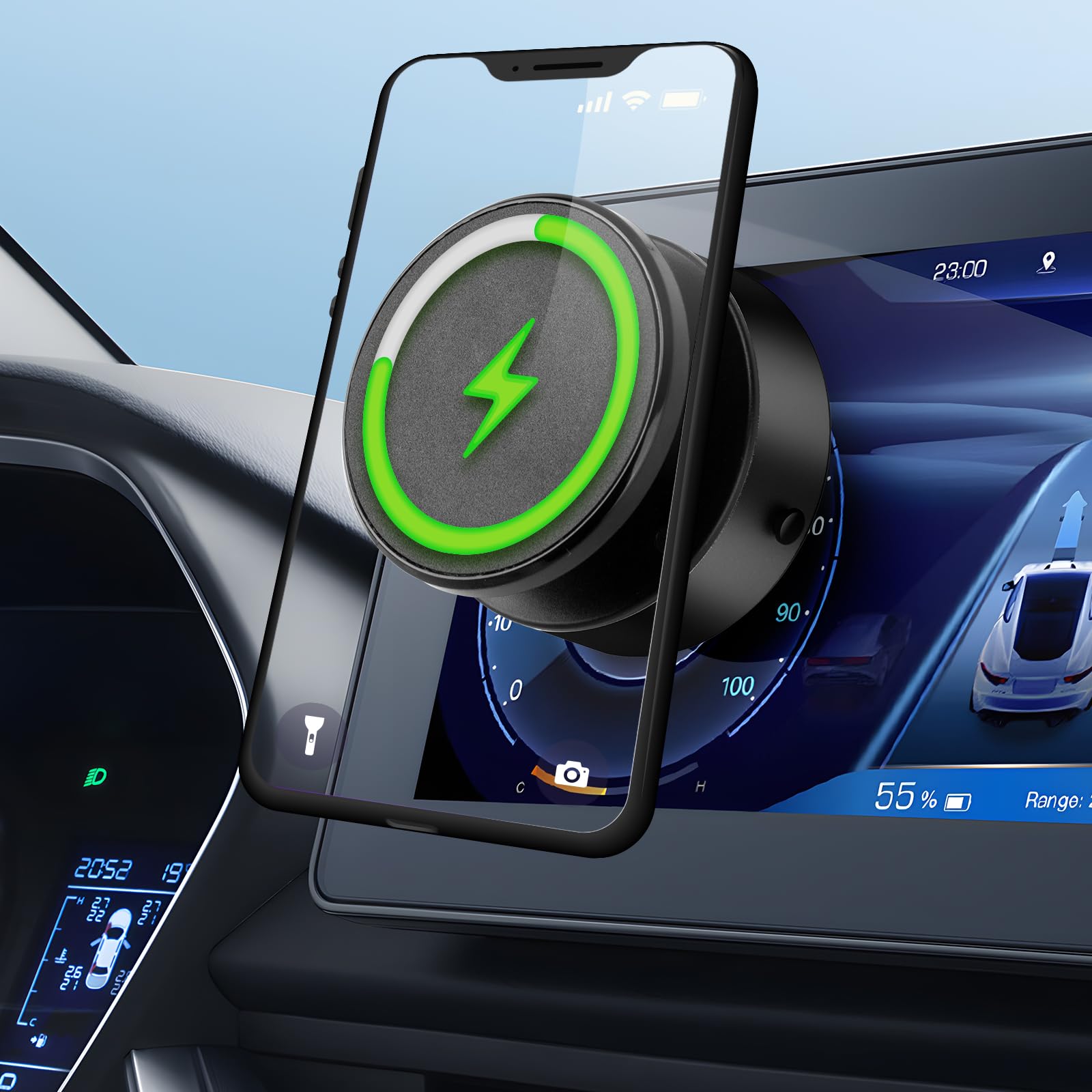 Photo 1 of 2025 Upgraded Electric Vacuum Magnetic Car Phone Holder,15W Wireless Charger Car Magnetic Phone Mount,Universal Car Phone Holder Compatible with Magsafe for iPhone 16/15/14/13/12/Pro & All Phones