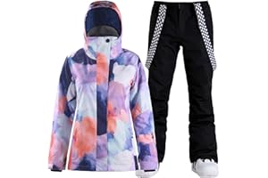 GSOU SNOW Women Ski Jacket and Pants Set Snowboarding Snowsuit Snow Coat Hooded Waterproof Windproof