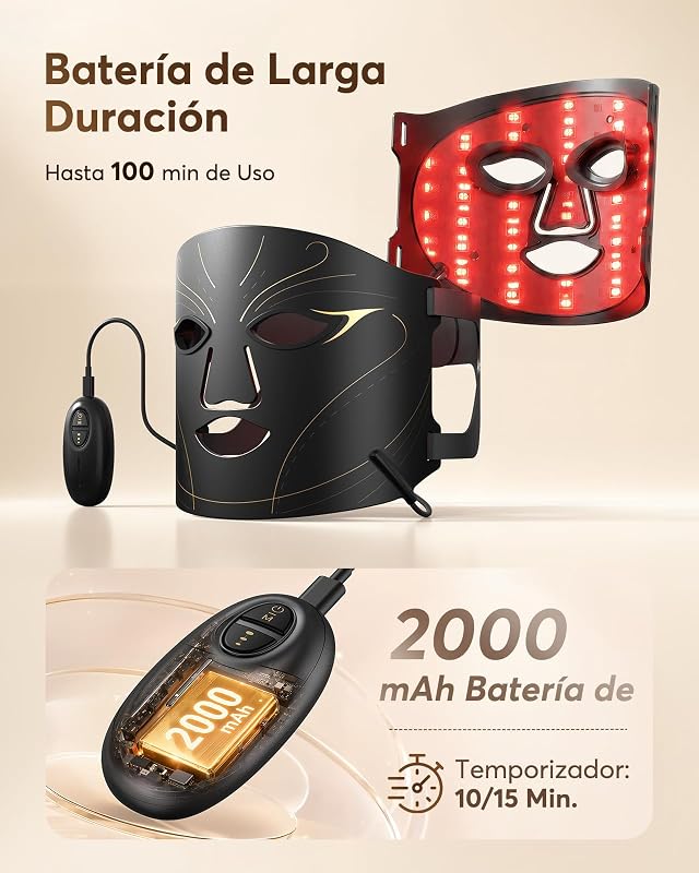 Máscara Facial LED com 4 Modos, 224 LEDs, Cuidados Domiciliários Todos