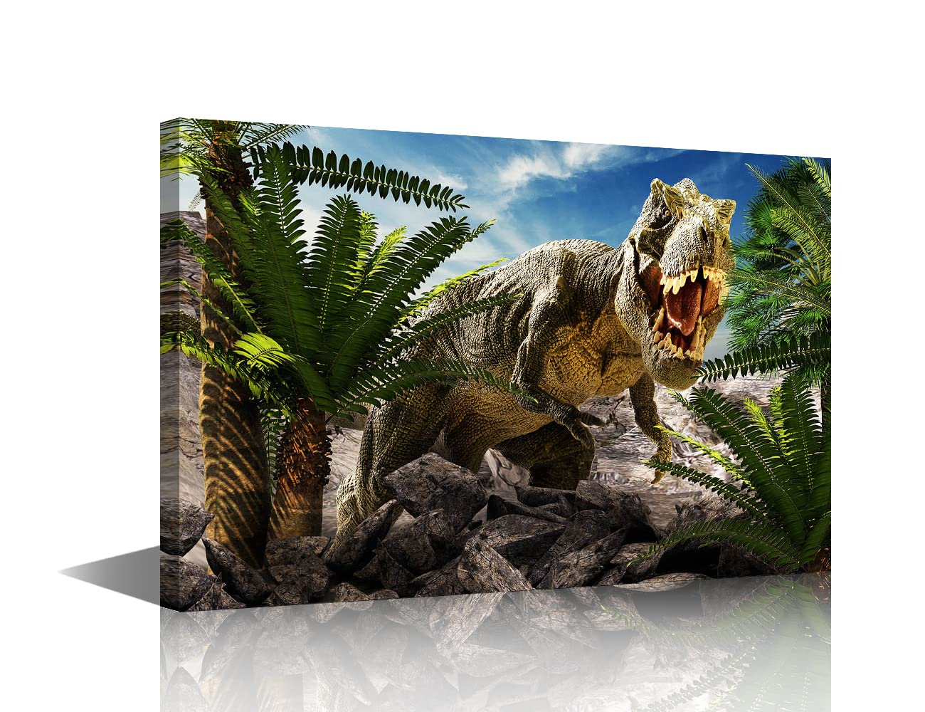 Tyrannosaurus Rex Paintings on Canvas Wall Art Dinosaur Art Print Artwork for Living Room Kitchen Corridor Bedroom Office Kid's Room Decor Framed Ready to Hang 16x24inch (40x60cm) — image 1