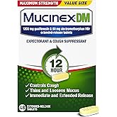 Mucinex DM 12Hr Max Strength Chest Congestion &amp; Cough Medicine, 48 Tablets | Dextromethorphan HBr Cough Suppressant, Guaifenesin Expectorant, Extended-Release Formula, Bi-Layer Tablet, For Ages 12+