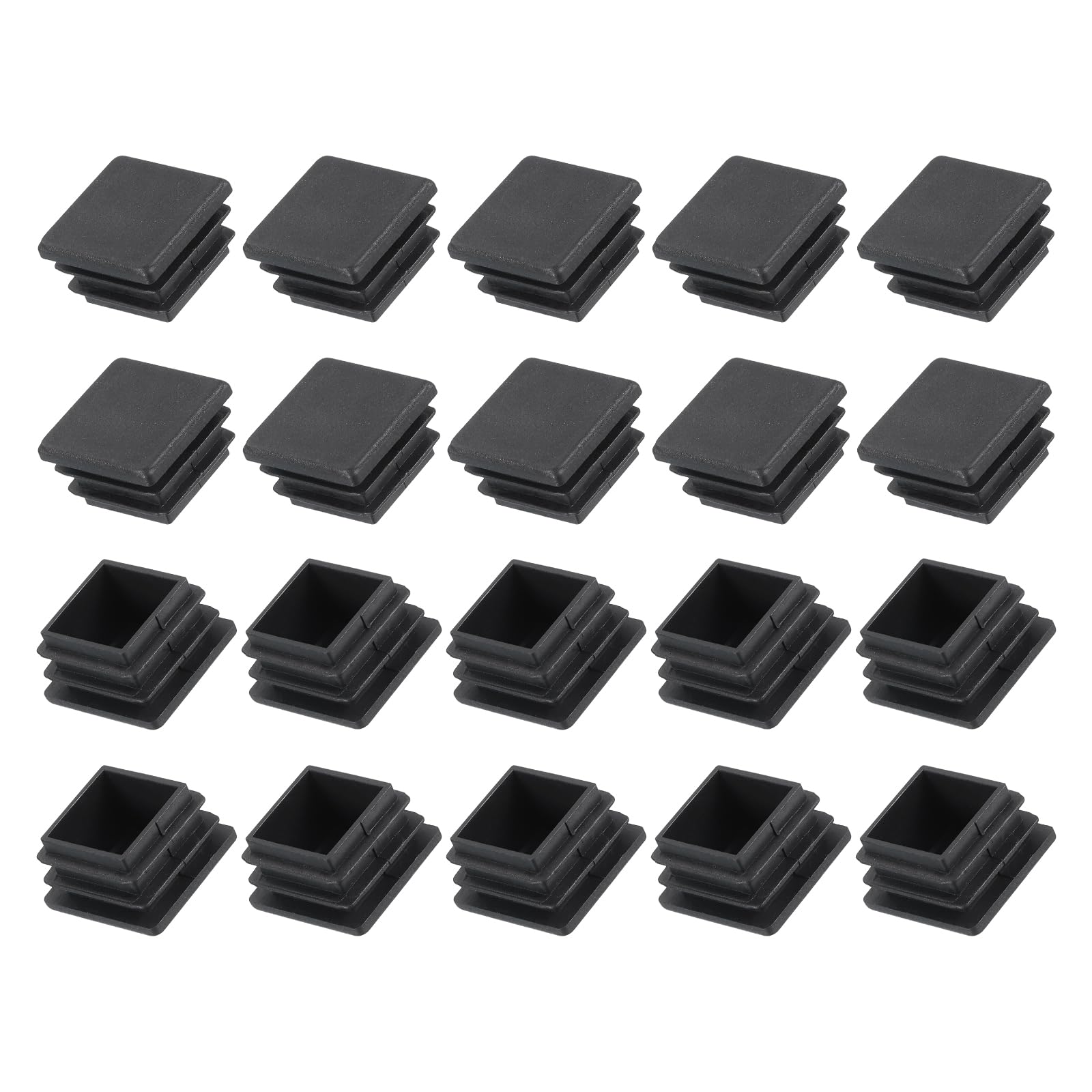 METALLIXITY Square Tube End Cap(20 x 20mm) 100Pcs, Plastic Plugs Insert End Caps Pipe Cap Cover Threaded End Blanking Caps Protector - for Square Tube Fence Furniture Table Chair Legs, Black