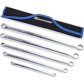 SPEEDWOX 5PCS Extra Long Double Box End Wrench Set Chrome Vanadium Steel Aviation Wrenches Mirror Polished 8mm, 10mm, 12mm, 1