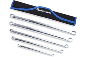 SPEEDWOX 5PCS Extra Long Double Box End Wrench Set Chrome Vanadium Steel Aviation Wrenches Mirror Polished 8mm, 10mm, 12mm, 1