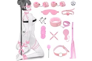 BDSM Sex Bondage Toy 13 Kit, Sex Toys Bondage Set for Adult Couples SM Beginners, Leather Restraints with Handcuffs, Spanking