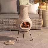 Charles Bentley Medium Clay Chimenea Patio Heater Rustic Sun Design view 2