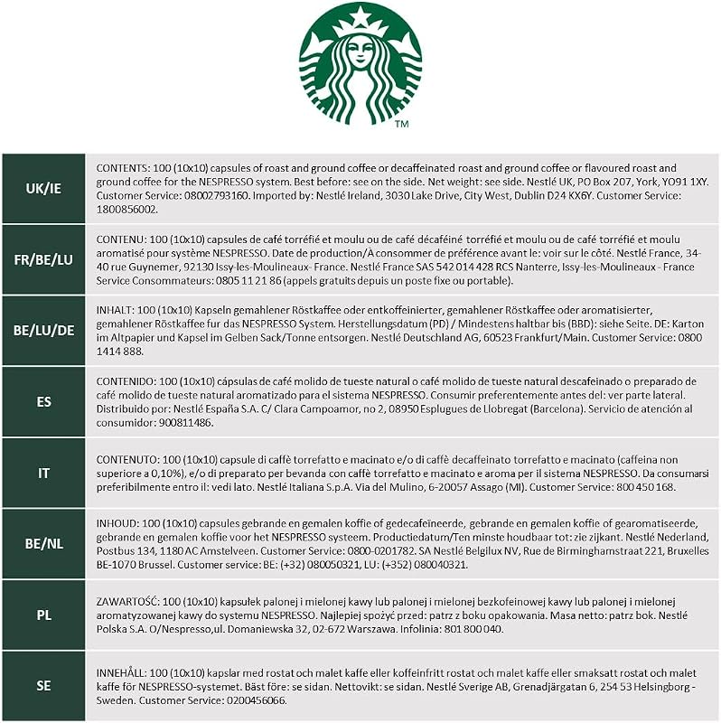Espresso Roast Descafeinado de Nespresso, Cápsulas de Café de Tueste Intenso 10 x 10 (100 Cápsulas)