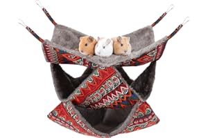 XINRUI 3 Tier Guinea Pig Cage Accessories,Ferret Rat Hammock,13.7x13.7 Inches, Pet Cage Hanging Bunkbed Hammock for Small Animals,Guinea Pig,Ferret,Kitten,Squirrel, Chinchilla, Rat,Parrot