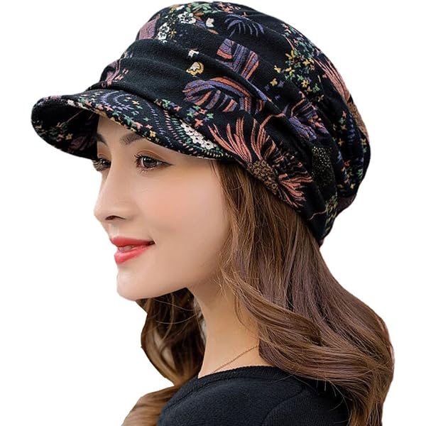 LUNCHS Floral Pleated Short Brim Hat, Women display picture 1
