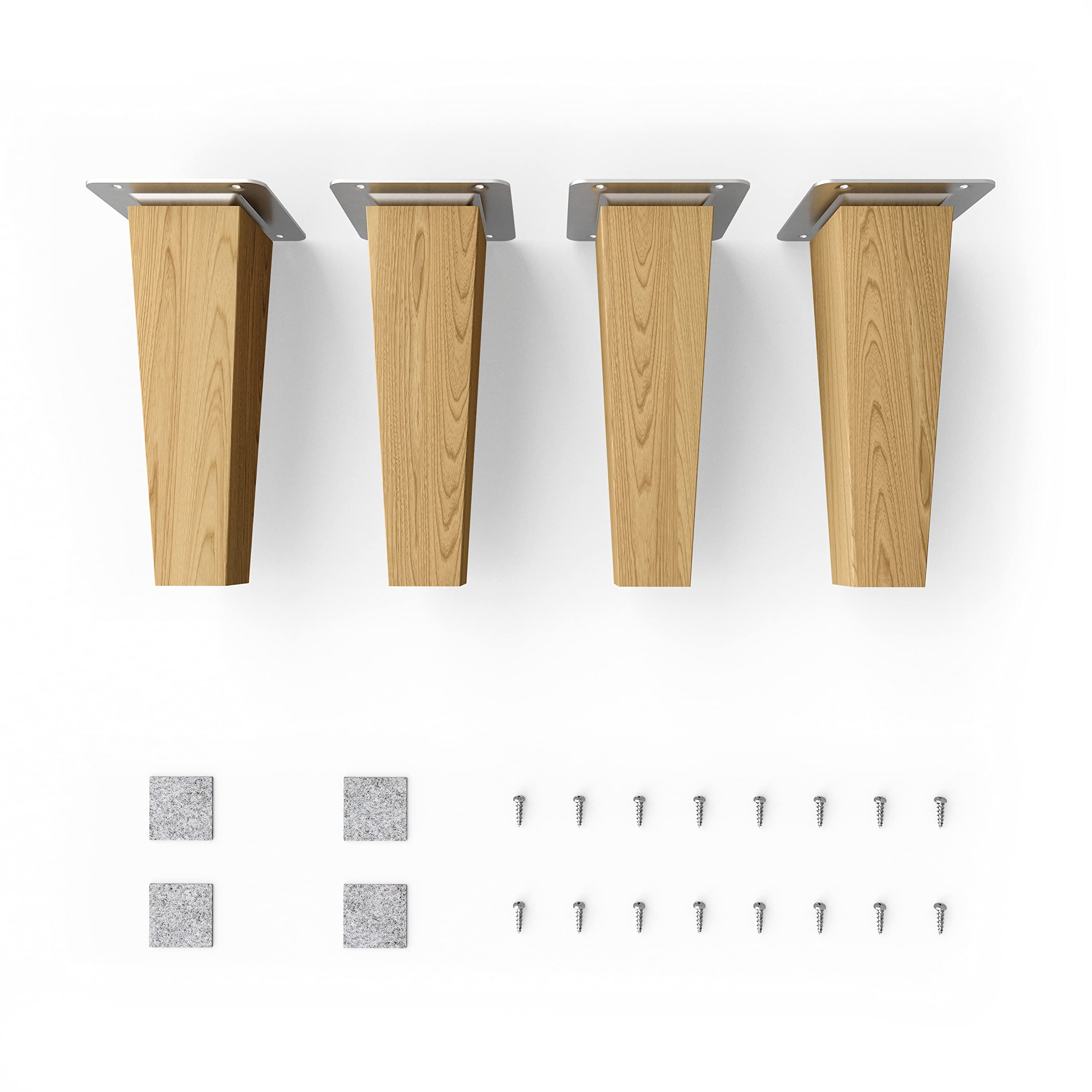 Sossai® Wooden furniture feet - Clif Square | oil finish | height: 15 cm | HMF3 | Square conical (straight design) | material: solid wood (oak) | for chairs, tables, cupboards