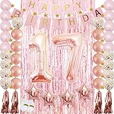 17th Birthday Decorations for Girls,Rose Gold 17 Birthday Party Decoration for Her,Rosegold Balloons Decoration for Girls Women 17th Birthday Party Supplies