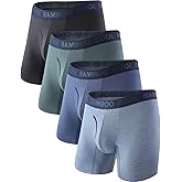 BAMBOO COOL Men's Underwear Boxer Briefs,Regular Leg,Breathable Soft Moisture-Wicking with Fly Underwear For men 4 Pack