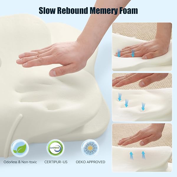 SIEMOUR ERGONOMIC CEVICAL PILLOW FOR NECK PAIN RELIEF, CONTOUR MEMORY FOAM NECK SUPPORT PILLOW FOR SIDE, BACK AND STOMACH SLEEPER