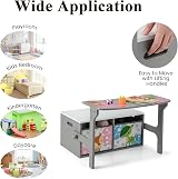Maxmass 3-in-1 Kids Table & Chair Set with Storage Bins - Grey view 6