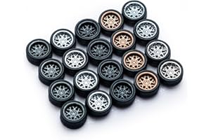 CHENZHIZHAO 1/64 Wheels for Hotwheels, 64 Scale die-cast Model Modification, 64 Scale Miniature Scene Production, ABS Injection Rubber Tires, 5 Sets Packaging，Style R