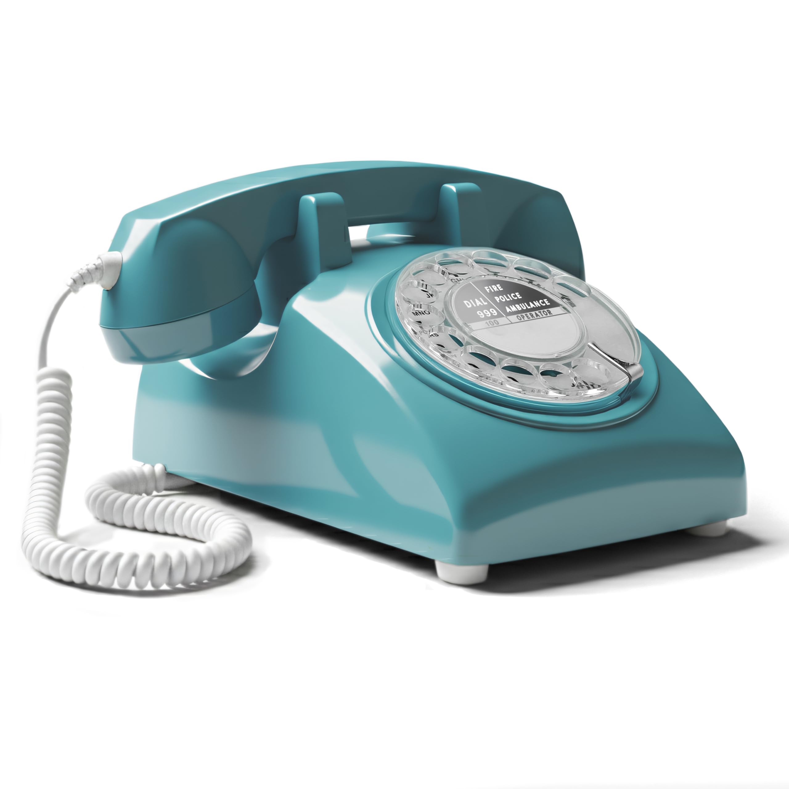 Opis Technology 60s Cable – Azure Rotary Dial Telephone, Vintage Retro Corded Landline Phone, UK Compatible