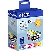 4 Pack LC401 Ink Cartridge LC 401XL Ink Replacement for Brother LC401 XL Ink for Brother LC 401 XL Ink for MFC J1010DW Printe