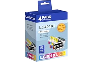 4 Pack LC401 Ink Cartridge LC 401XL Ink Replacement for Brother LC401 XL Ink for Brother LC 401 XL Ink for MFC J1010DW Printe