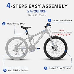 Ecarpat 24 Inch Mountain Bike, Dual Full Suspension