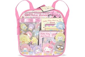 MEGATOYS Hello Kitty and Friends Backpack Easter Gift Set - Clear Backpack, 10-Piece Vinyl Decal Sticker Set, Socks, Lanyard, Water Bottle
