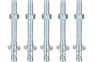 DTGN 3/8" x 4" Wedge Anchors - 5Pack - Good for Cement and Concrete Wall - Carbon Steel Zinc Plated Screw Bolt Nut Expansion 