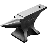 VEVOR Single Horn Anvil, 116lbs Cast Steel Anvil, High Hardness Rugged Round Horn Anvil for Blacksmiths, with Large Countertop and Stable Base, Metal Working Tool for Metal Bending, Shaping, Twisting