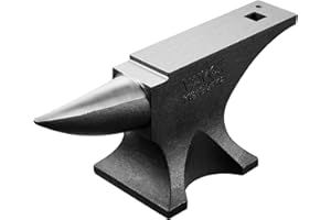 VEVOR Single Horn Anvil, 110lbs Cast Steel Anvil, High Hardness Rugged Round Horn Anvil for Blacksmiths, with Large Countertop and Stable Base, Metal Working Tool for Metal Bending, Shaping, Twisting