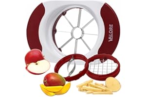 Valore 3-in-1 Soft Grip Food Slicer with 3 Blades – Apple Slicer, French Fry Cutter, Mango Pitter – Heavy-Duty Kitchen Tool f